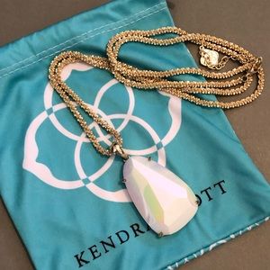 Kendra Scott long gold necklace with Opal stone